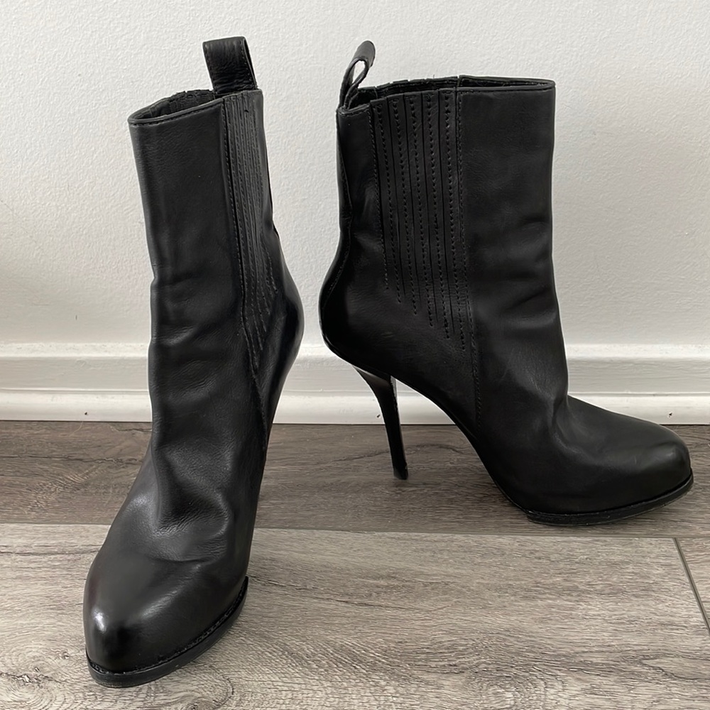 Alexander Wang black leather spike heel boots size 40